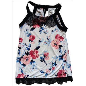 Women's White House Black Market Tank Top XS White Floral